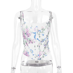 Mannequin wearing a floral swimsuit with a white background