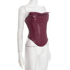 PU Leather Corset Top with Sculpted Strapless Fit