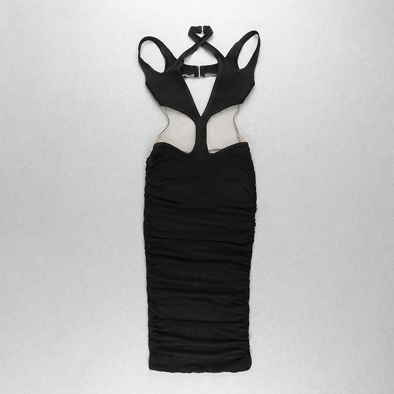 Black dress with thin straps on a white background