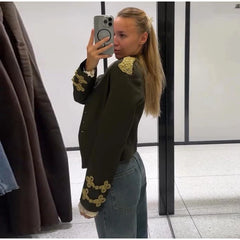 Embroidered Military Inspired Jacket