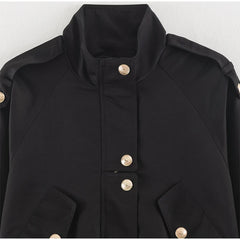 Drawstring Waist Epaulet Detail Jacket