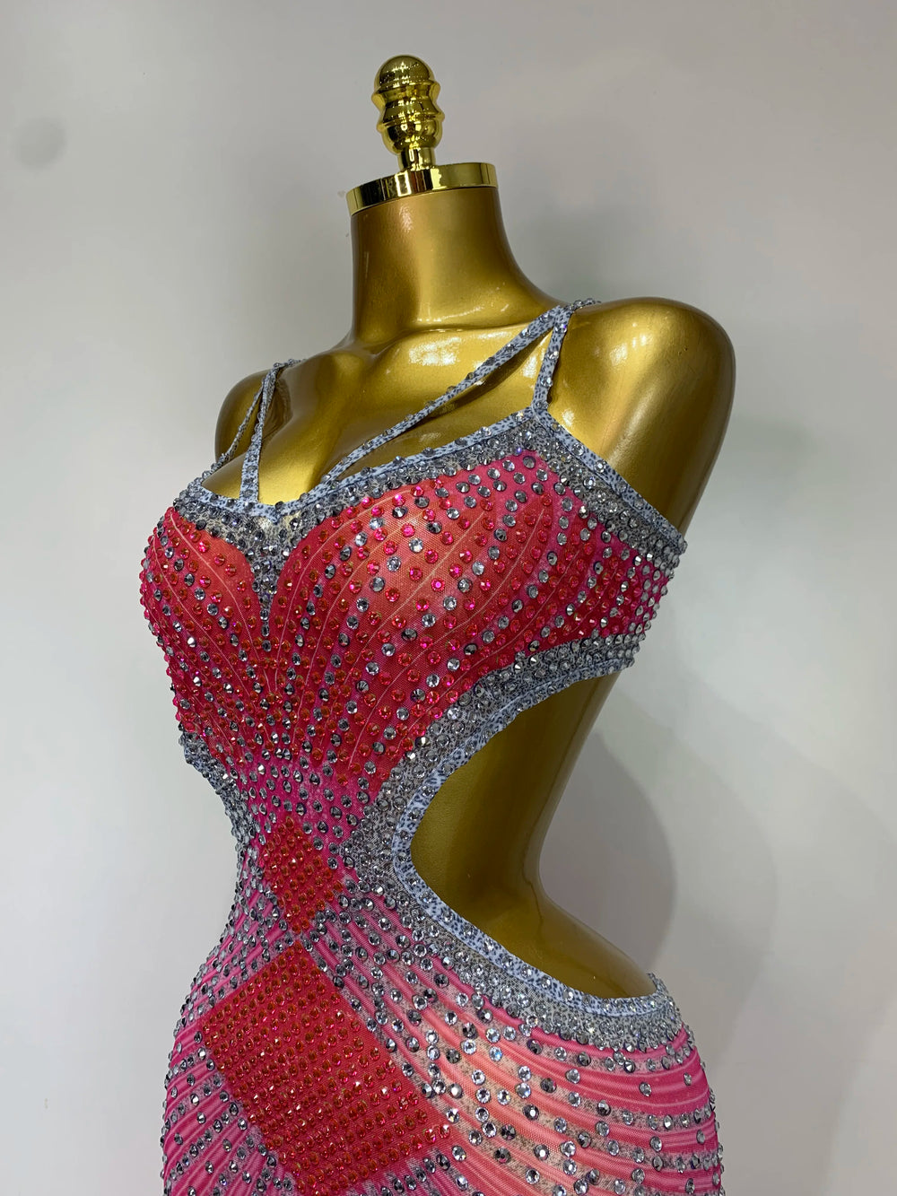 Close-up of Sparkle Embellished Mini Dress neckline and bodice