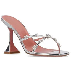 Floral Embellished Square Toe Heels
