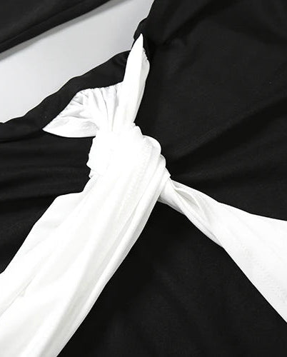 Black and white fabric draped over a surface
