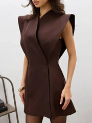 Double Breasted Sleeveless Mini Dress