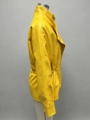 Yellow Stand Collar Drawstring Jacket
