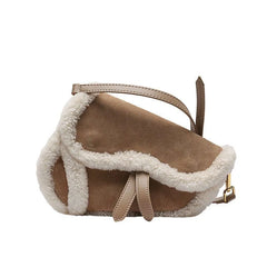 Shearling Trim Saddle Bag