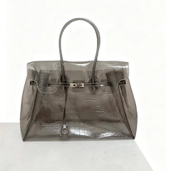 Gray crocodile embossed jelly bag