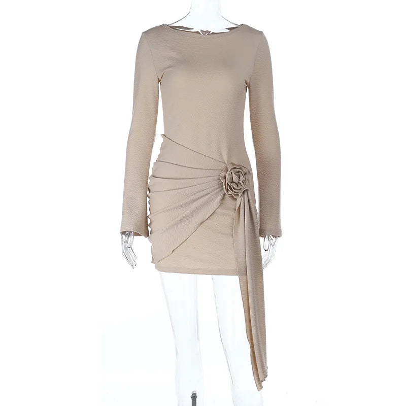 Beige dress with a floral detail