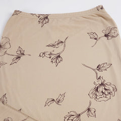 Floral Print Ruffle Hem Skirt