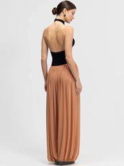 Ruched Halter Top and Palazzo Pants Set