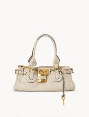 Gold Lock Leather Tote Bag