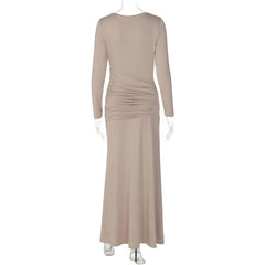 Beige long-sleeve dress on a white background