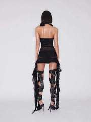 Studded Lace-Up Thigh-High Heels