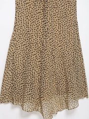 Dotted V-Neck Spaghetti Strap Stretch Maxi Dress