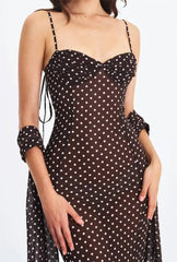 Polka Dot Spaghetti Strap Sweetheart Neck Maxi Dress