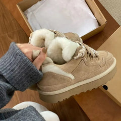 Brown fleece lined winter boots with box