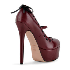 Stitch Trim Platform Mary Jane Stiletto Heels
