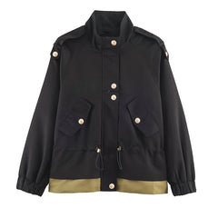 Drawstring Waist Epaulet Detail Jacket