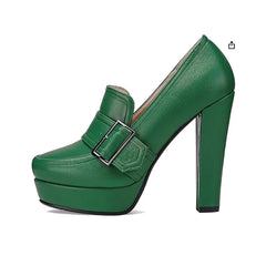 Platform Belt Buckle Round Toe Heels