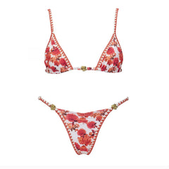 Printed Triangle Bikini and Scarf Two-Piece Set