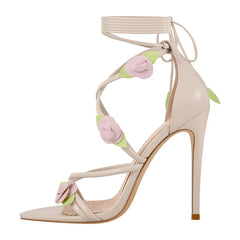 Rose Ankle-Wrap Lace Up Stiletto
