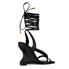Lace Up Wedge Sandals