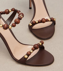 Beaded Ankle Strap Stiletto Sandals