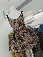 Floral Appliqué Sequin Mini Dress