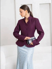 Diagonal Button Peplum Blazer