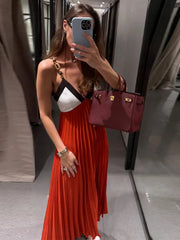 Colorblock Chain Strap Maxi Dress