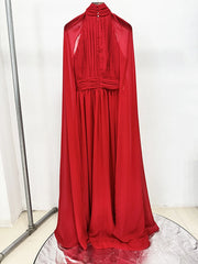 Red evening gown on a white background