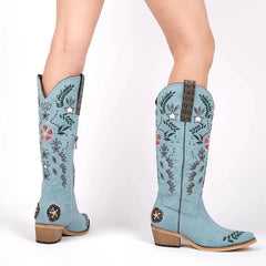 Embroidery Pointed Toe Western Boots