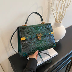 Crocodile Embossed Pu Leather Crossbody Bag
