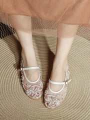 Embroidered Mesh Ballet Flats