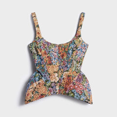Floral Print Corset Peplum Top