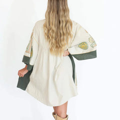 Floral Embroidered V-Neck Mini Dress