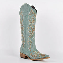 Knee High Embroidery Western Cowgirl Boots