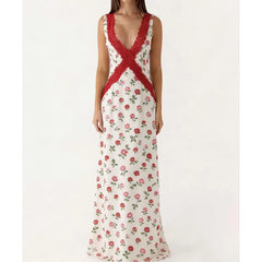 Floral Lace V-Neck Maxi Dress