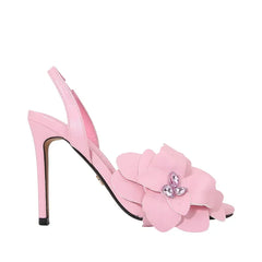 Crystal Green Flower High Heeled Sandals