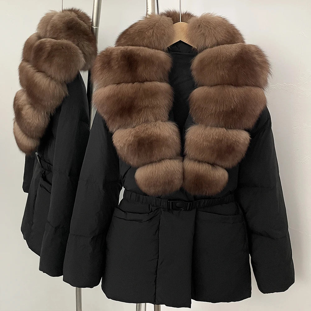 Black coat with brown fur trim