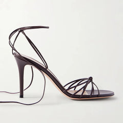 Strappy Pointed Toe Thin Heel Ankle Wrap Sandals
