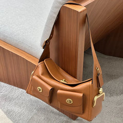 Lock Detail Shoulder Bag PU Leather