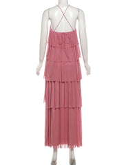 Strapless Ruffled Chiffon Maxi Dress