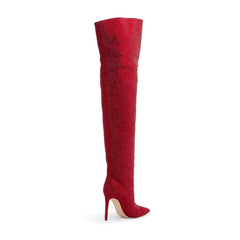Crystal Embellished Over The Knee Boots