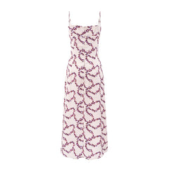 Back view of square neck tie-front sleeveless ankle-length A-line dress