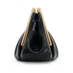 Black handbag with gold accents