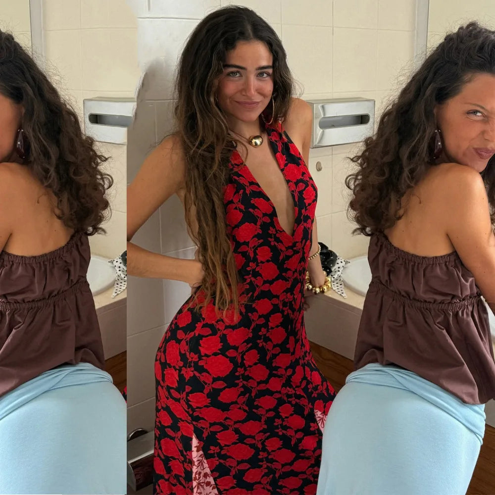 Summer street style halter gown for women