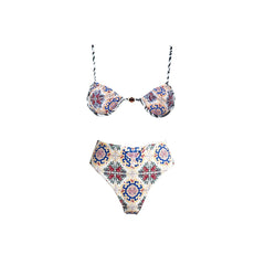 Geometric Patterned Two Piece Swimwear Set