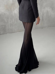 Deep V Neck Hollow Out Long Sleeve Suit Set